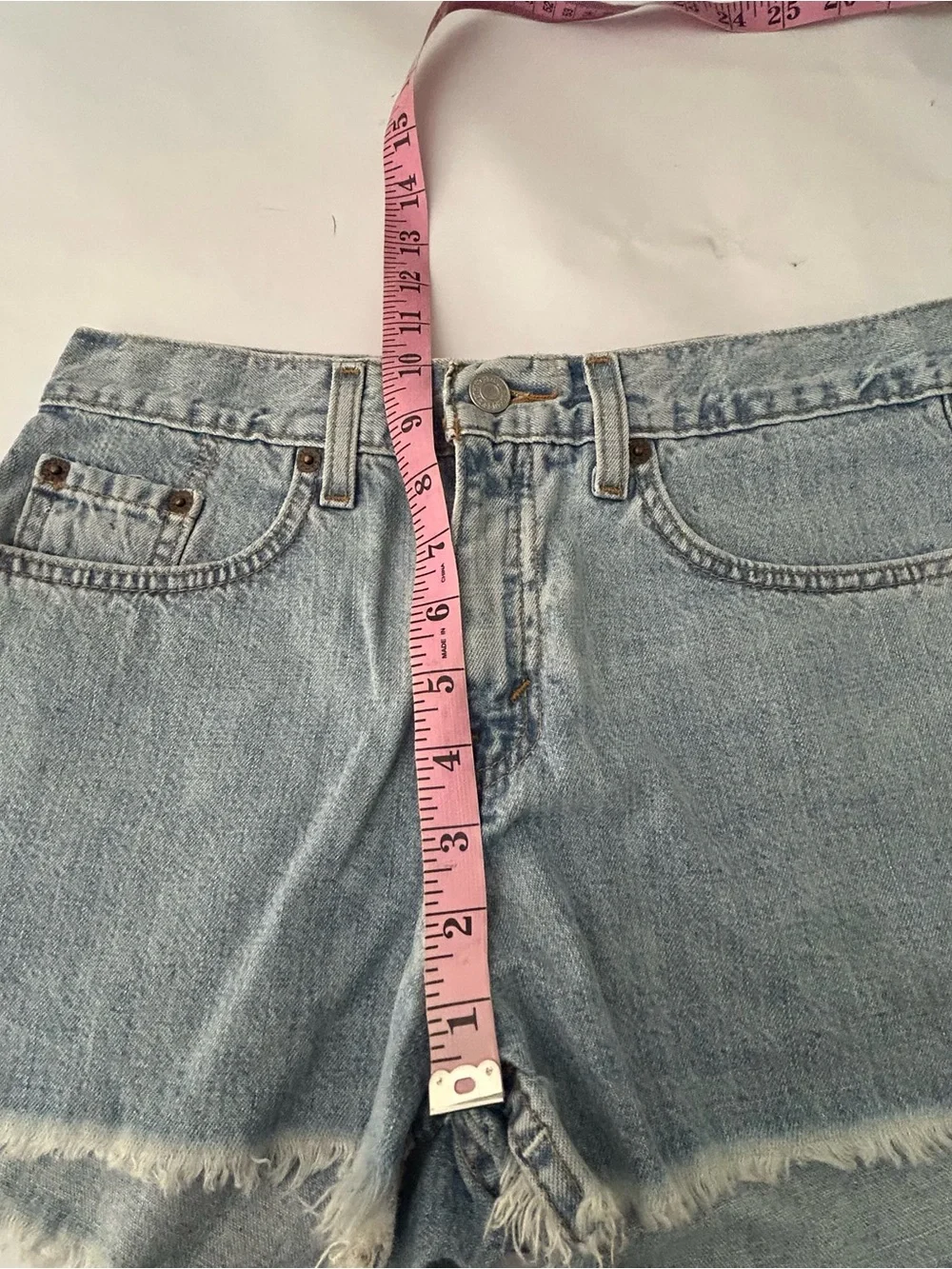 Levis Cutoff Shorts Jrs Size 7 Blue Denim Raw Hem 2